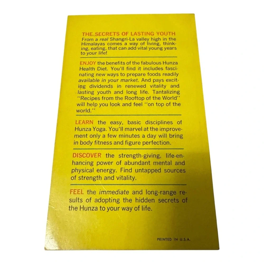 Hunza Health Secrets by Renee Taylor 1966 Award Books Long Life Happiness